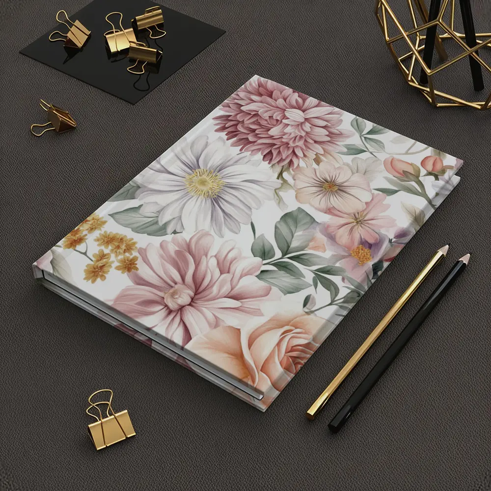 Watercolor Roses Dahlias Daisies Floral Pattern – Notebooks