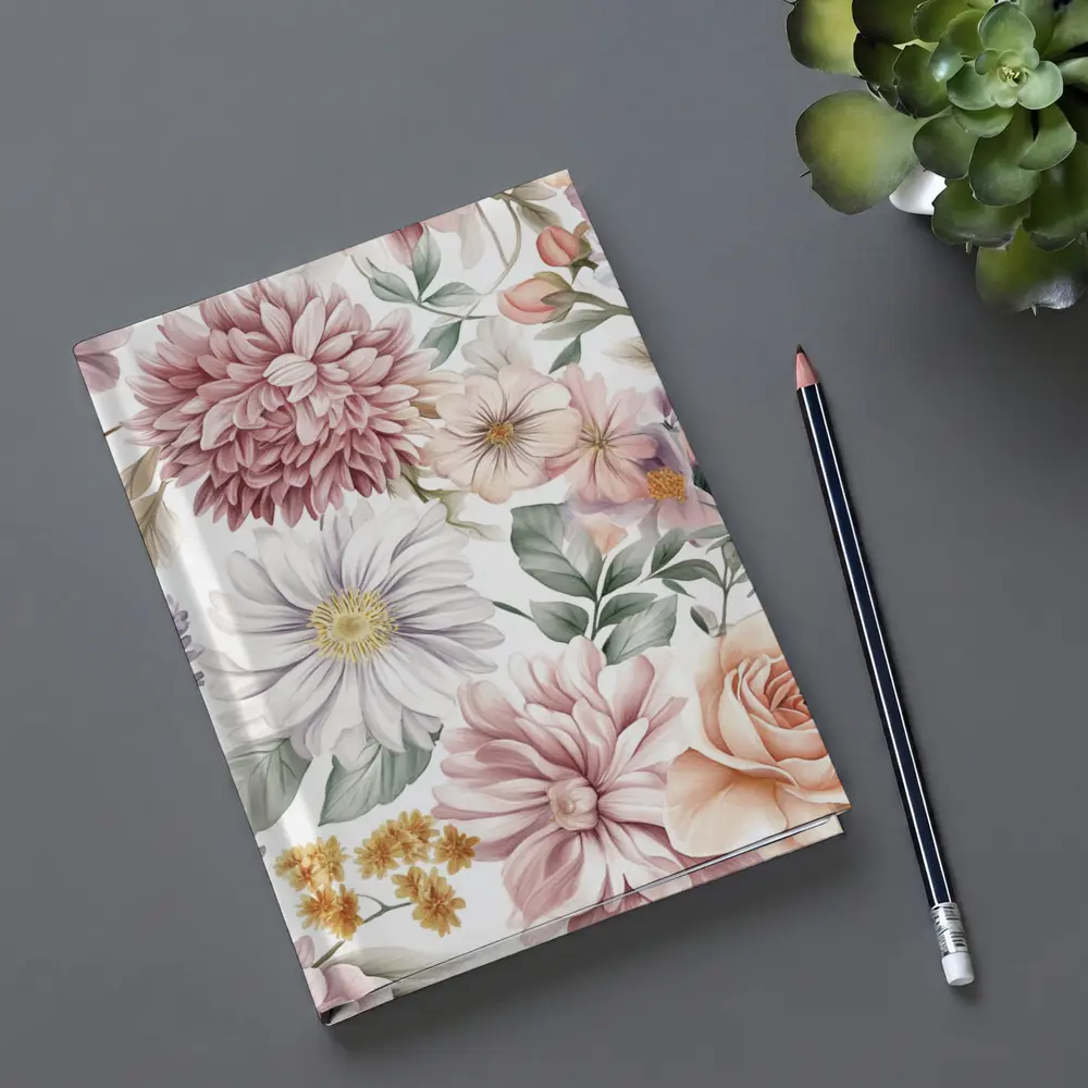 Watercolor Roses Dahlias Daisies Floral Pattern – Notebooks