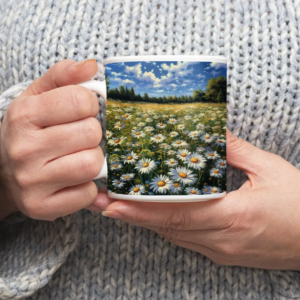 Daisy Field Painting Blue Sky Summer – Mugs
