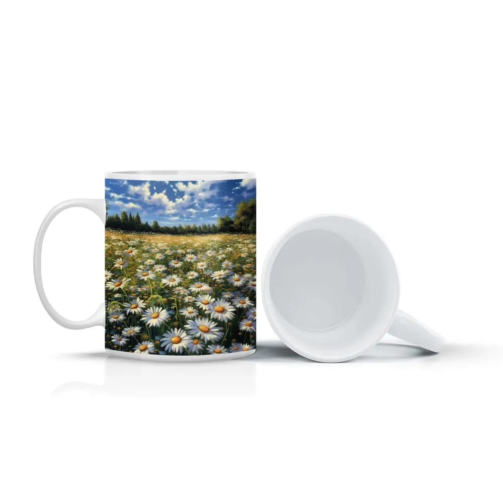 Daisy Field Painting Blue Sky Summer – Mugs