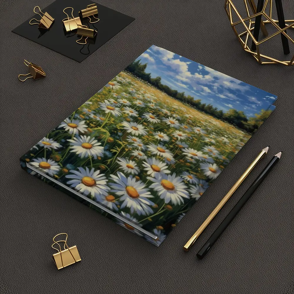 Daisy Field Painting Blue Sky Summer – Notebooks