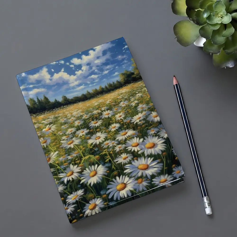 Daisy Field Painting Blue Sky Summer – Notebooks