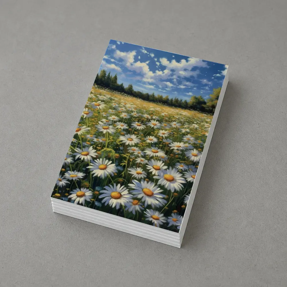 Daisy Field Painting Blue Sky Summer – Postcards