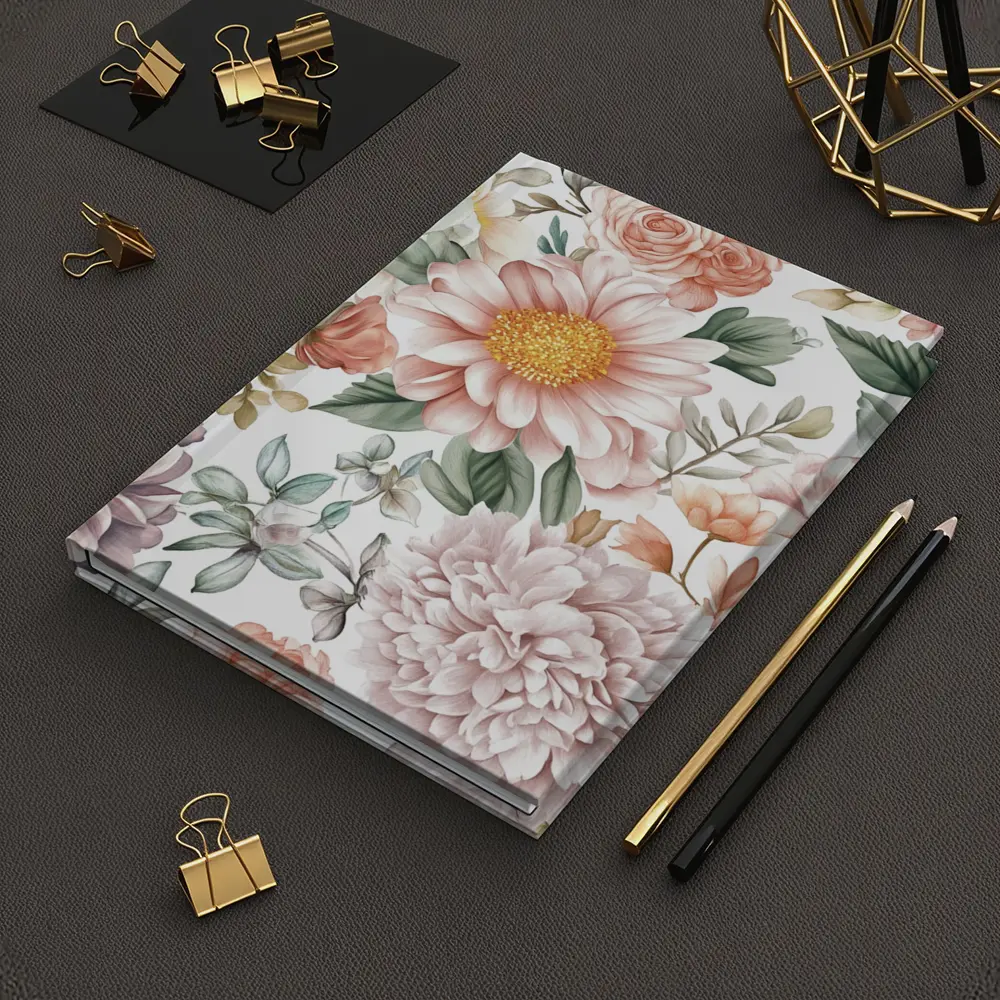 Watercolor Peonies Roses Daisies Floral Pattern – Notebooks