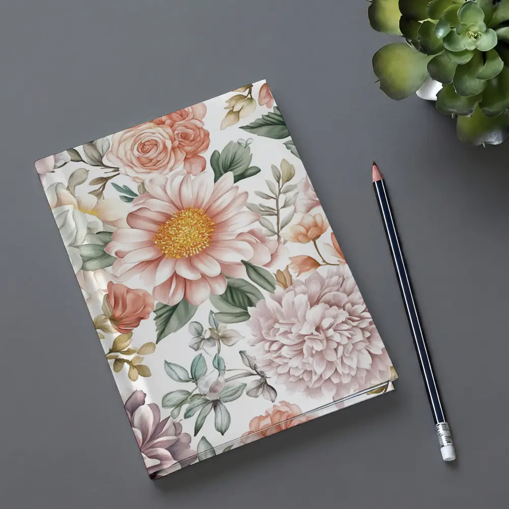 Watercolor Peonies Roses Daisies Floral Pattern – Notebooks