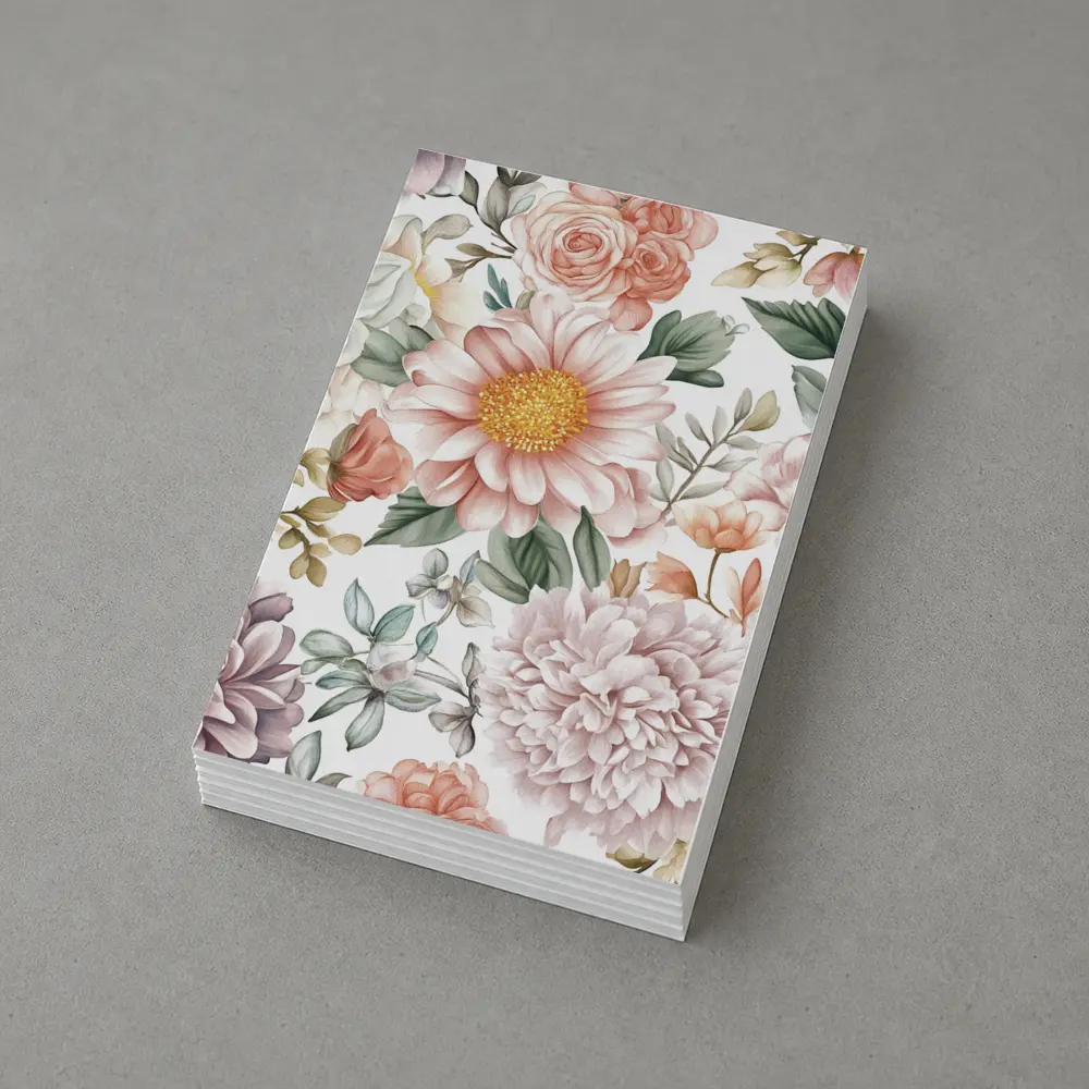 Watercolor Peonies Roses Daisies Floral Pattern – Postcards