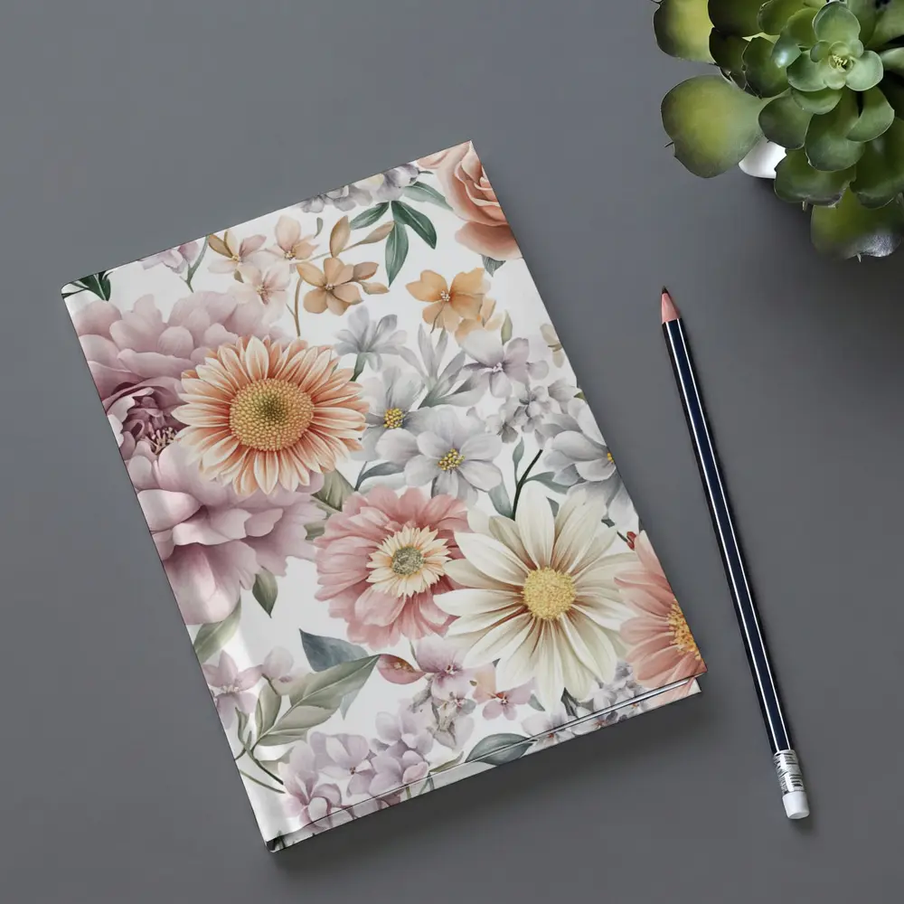Watercolor Peonies Roses Daisies Floral Pattern – Notebooks