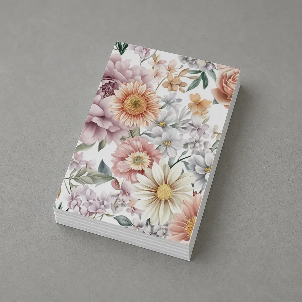 Watercolor Peonies Roses Daisies Floral Pattern – Postcards