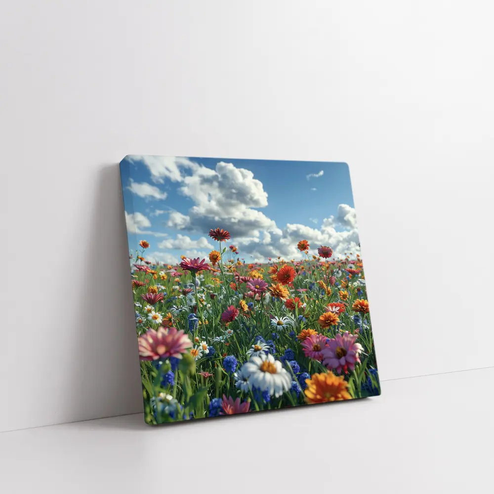 Wildflower Meadow Under Bright Blue Sky – Wall Art