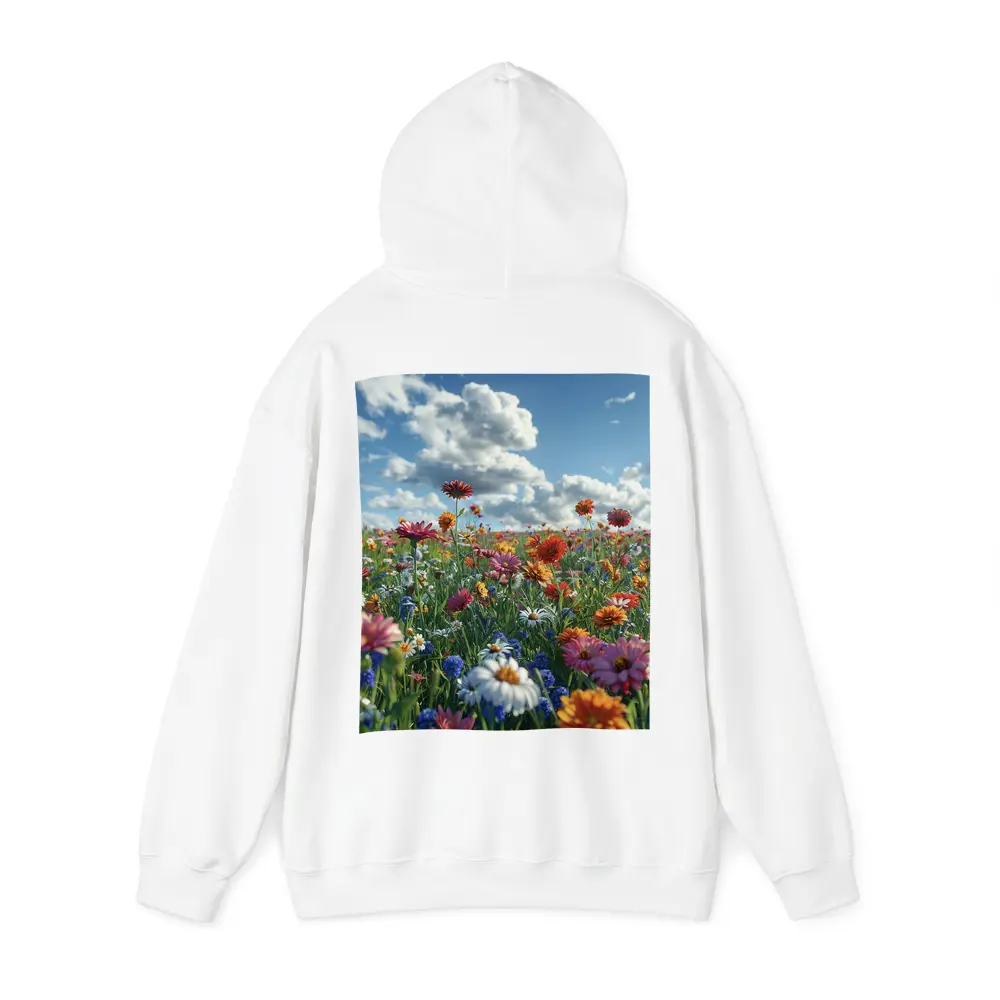 Wildflower Meadow Under Bright Blue Sky – Hoodies