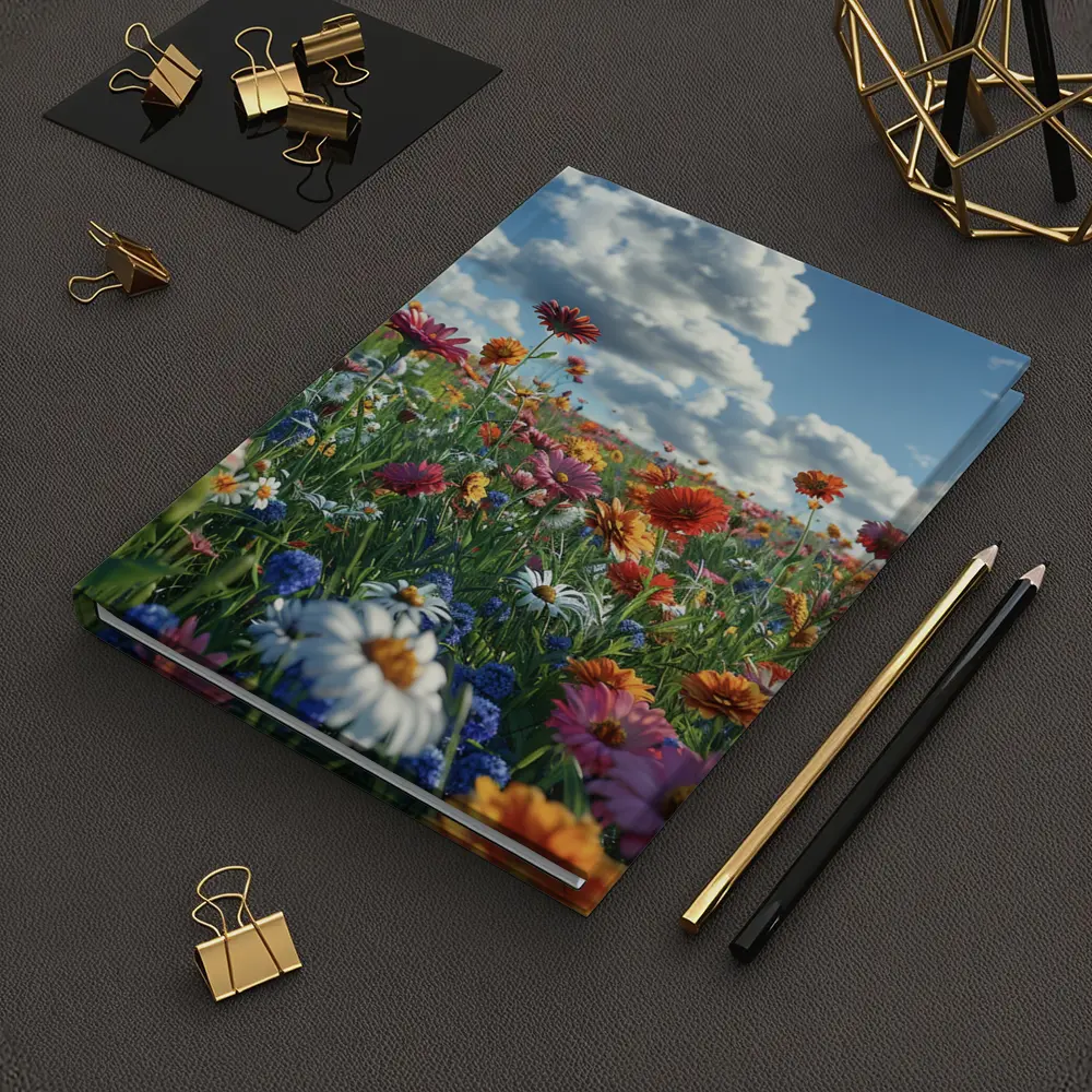 Wildflower Meadow Under Bright Blue Sky – Notebooks