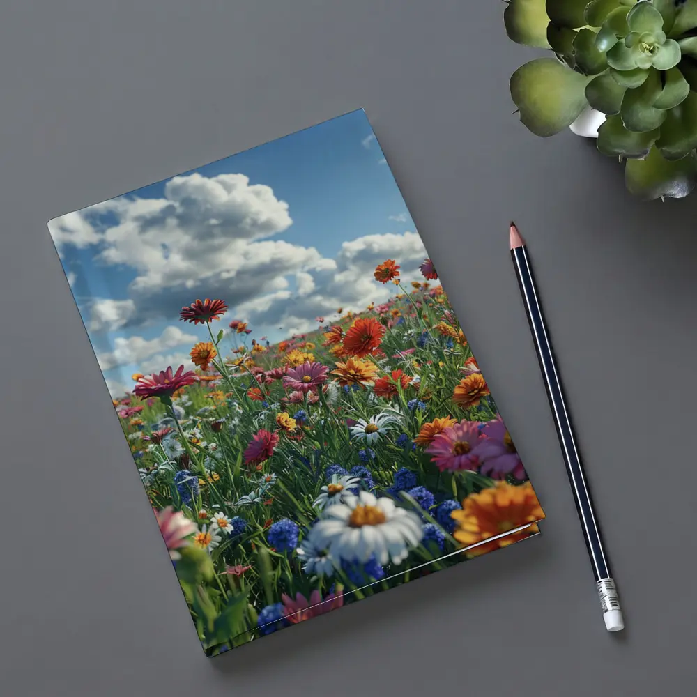 Wildflower Meadow Under Bright Blue Sky – Notebooks