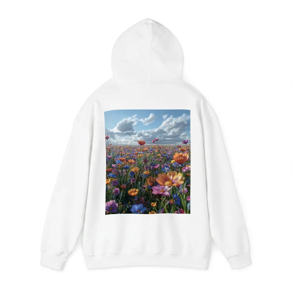 Colorful Wildflower Field Cloudy Blue Sky – Hoodies