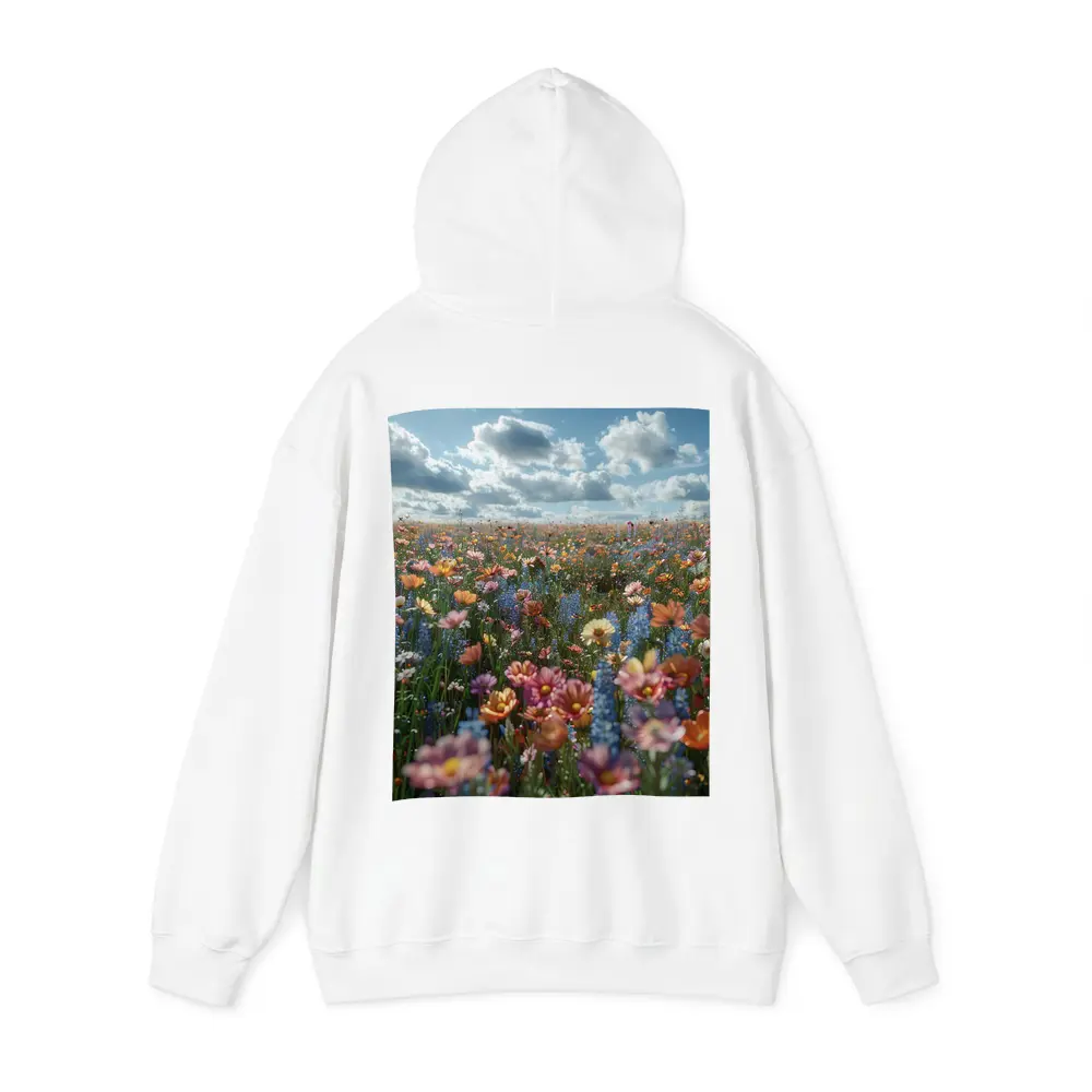 Colorful Wildflower Field Cloudy Sky – Hoodies