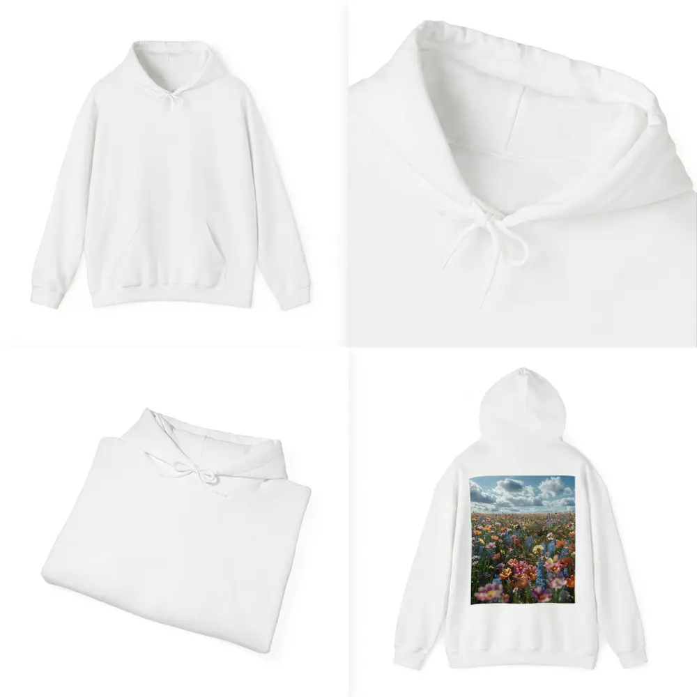 Colorful Wildflower Field Cloudy Sky – Hoodies
