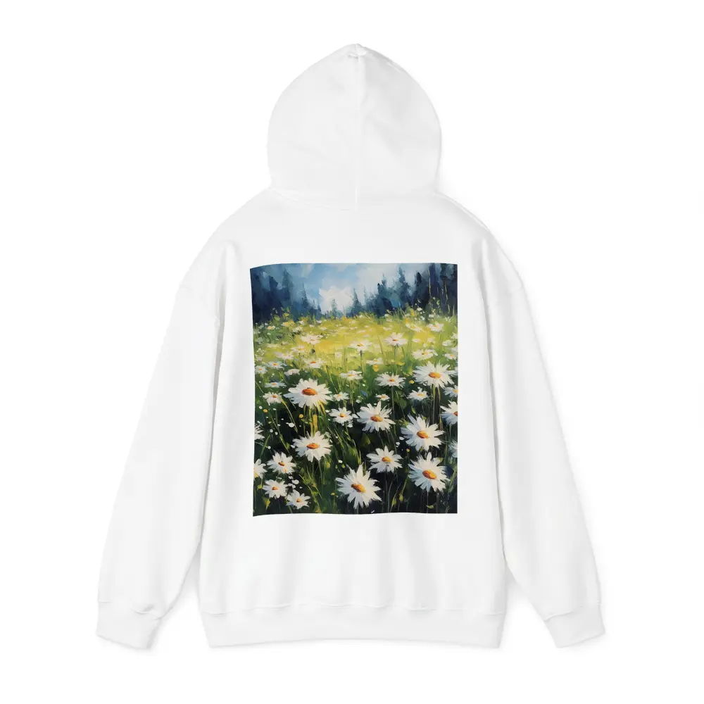 Daisy Field Oil Painting Green Forest Background – Hoodies