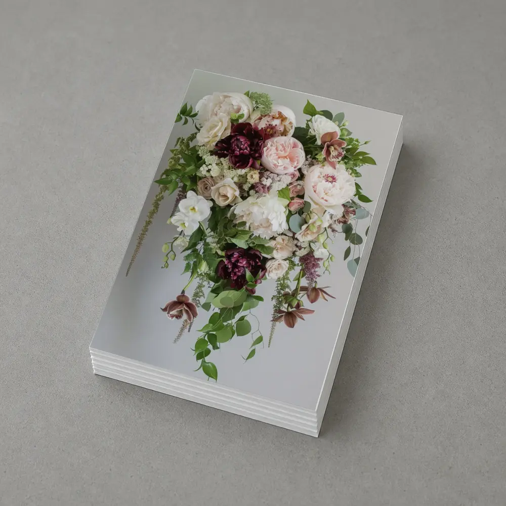 Cascading Peony Rose Bouquet White Background – Postcards