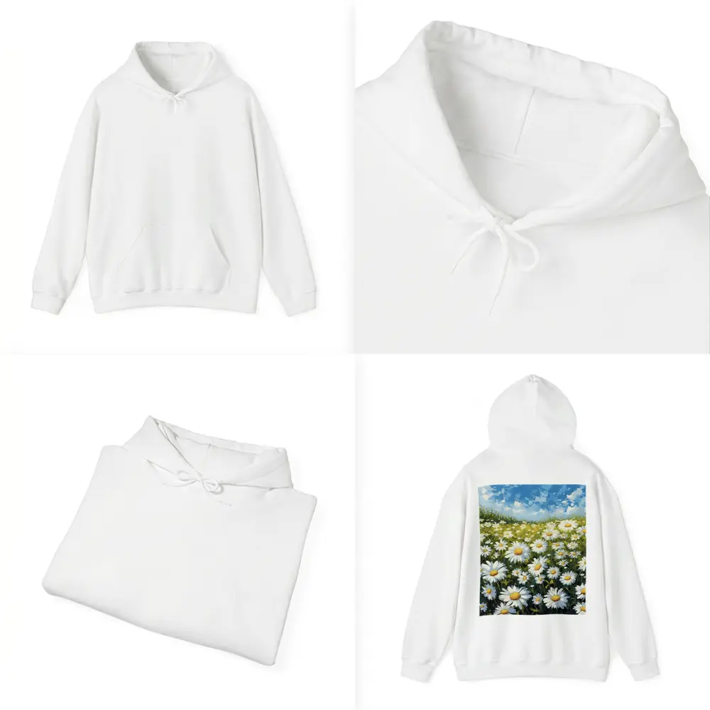 Daisy Field Painting Blue Sky Summer – Hoodies