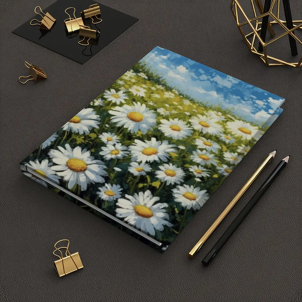 Daisy Field Painting Blue Sky Summer – Notebooks