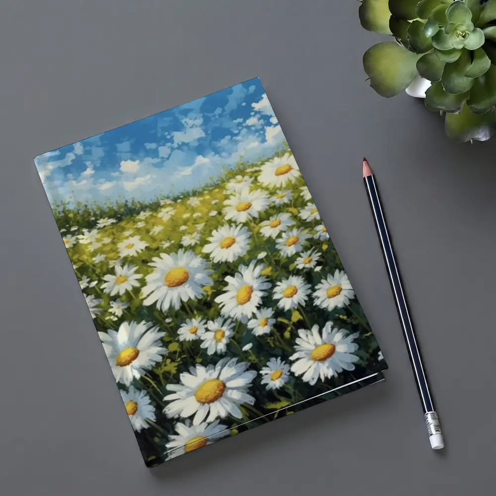 Daisy Field Painting Blue Sky Summer – Notebooks