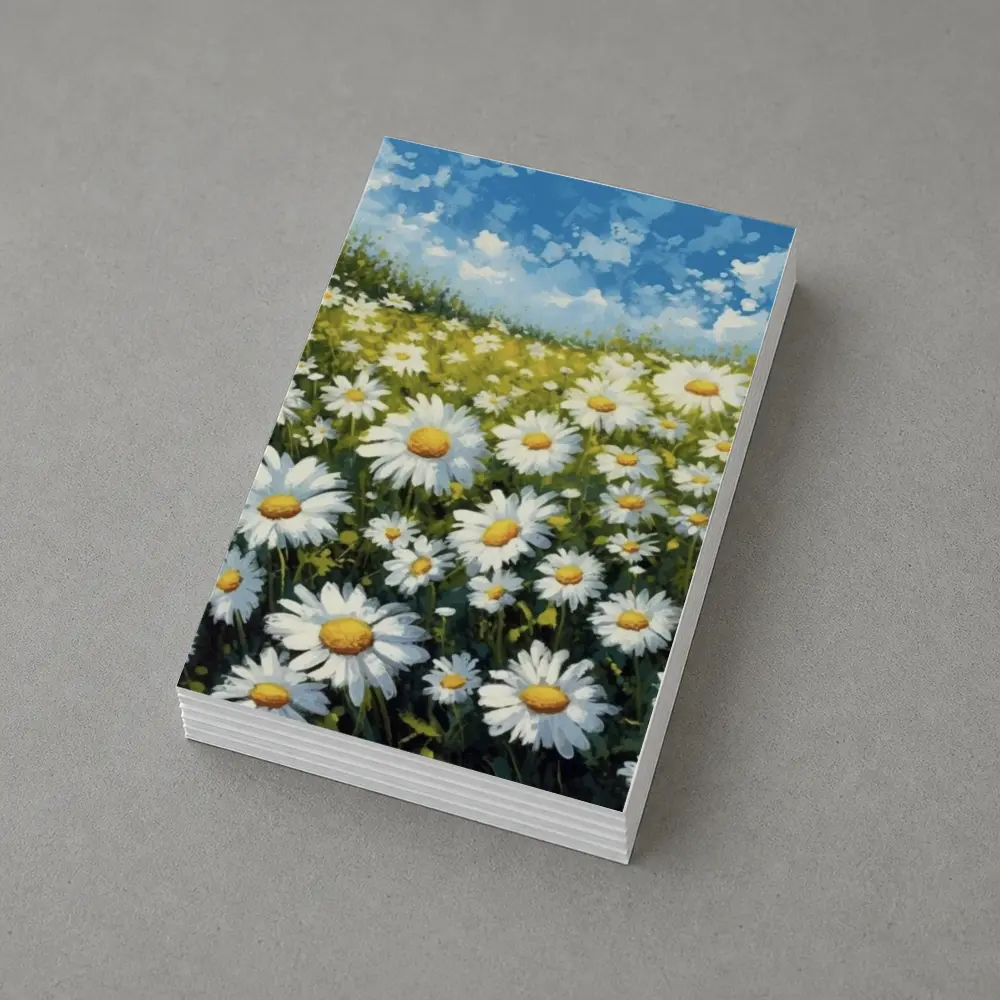 Daisy Field Painting Blue Sky Summer – Postcards