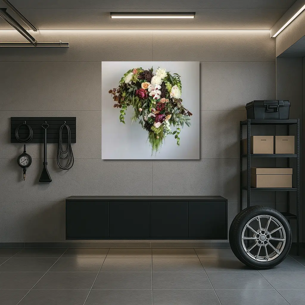 Dark Floral Bouquet Orchids Peonies Roses Green – Wall Art