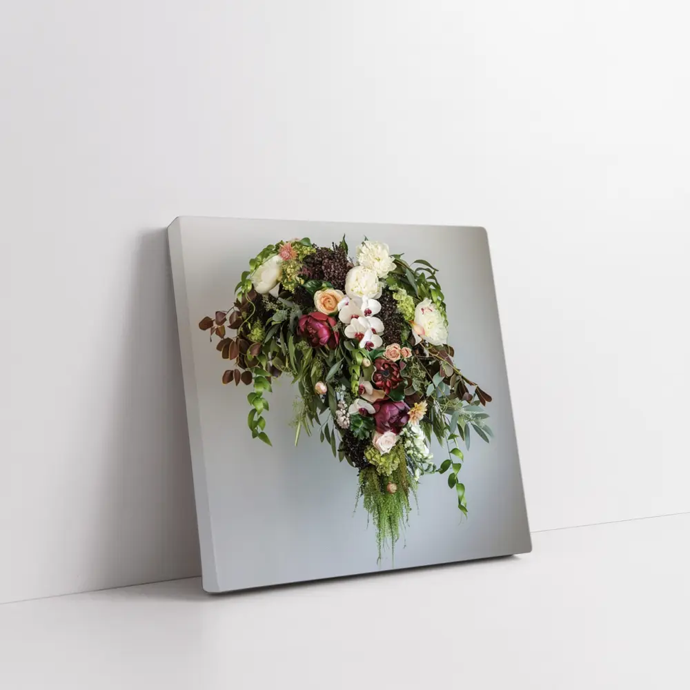 Dark Floral Bouquet Orchids Peonies Roses Green – Wall Art