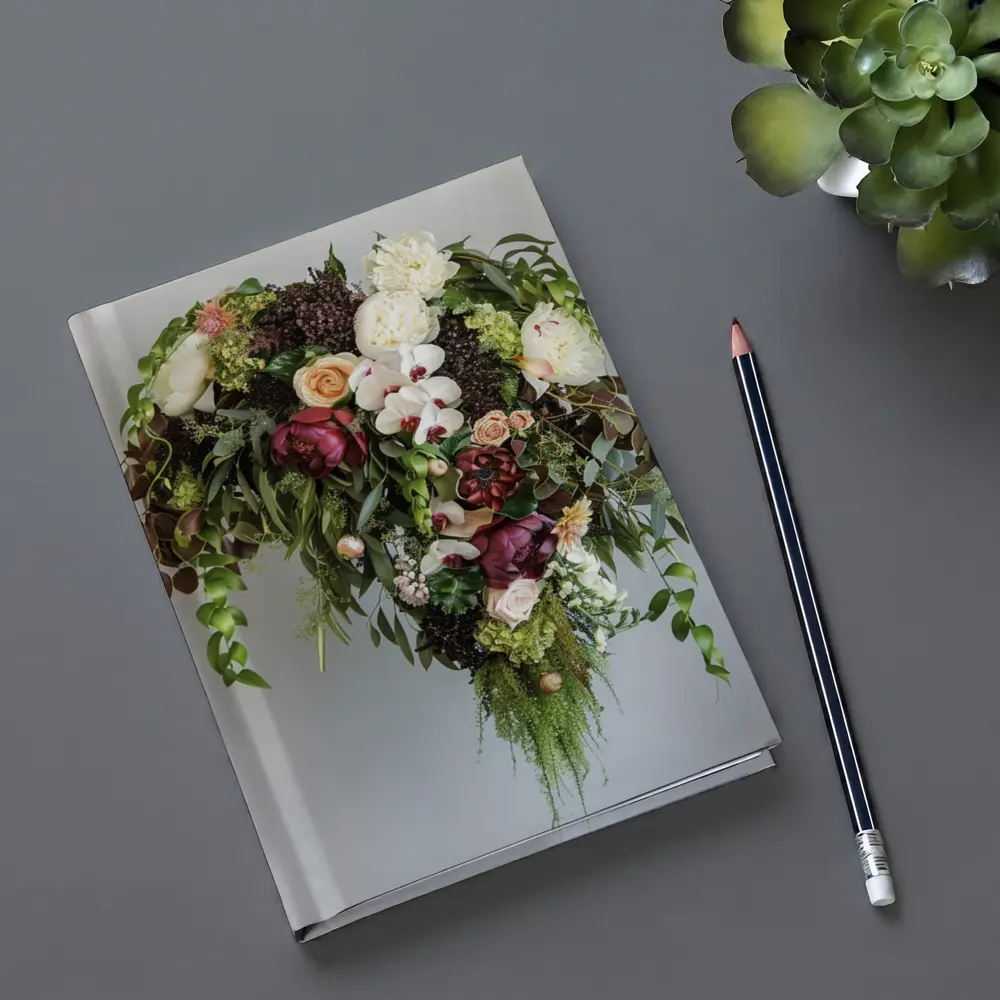 Dark Floral Bouquet Orchids Peonies Roses Green – Notebooks
