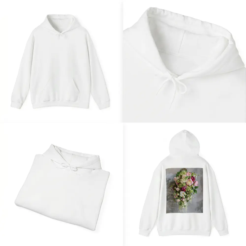 Pink Peonies Orchids Roses Floral Bouquet Gray – Hoodies