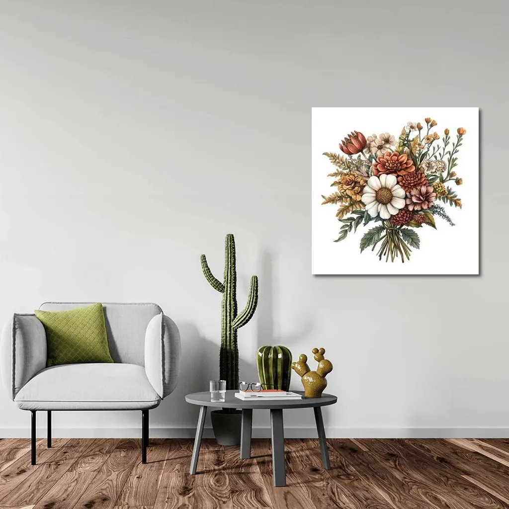 Autumn Wildflower Bouquet Botanical Illustration Art – Wall Art