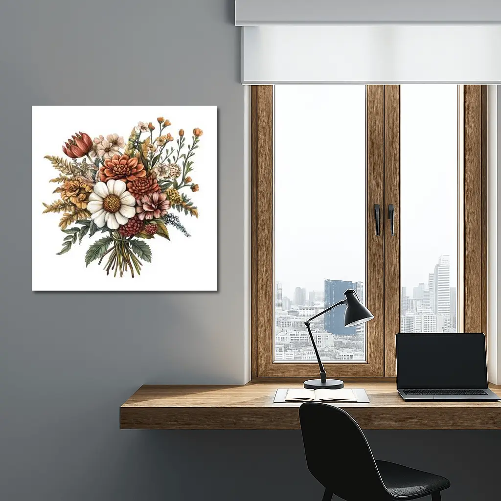 Autumn Wildflower Bouquet Botanical Illustration Art – Wall Art