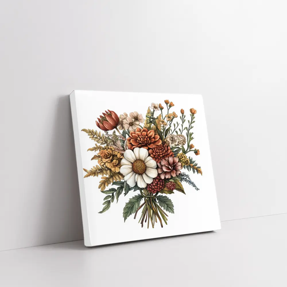 Autumn Wildflower Bouquet Botanical Illustration Art – Wall Art