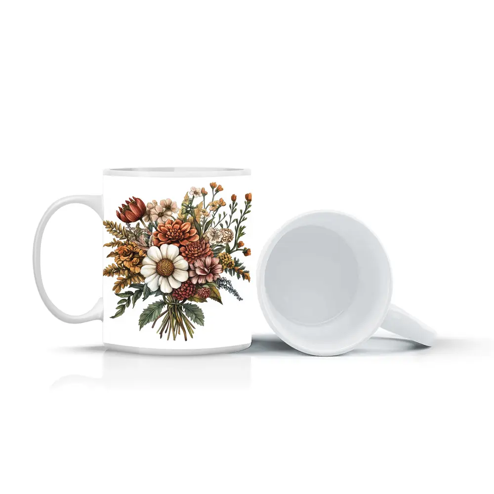 Autumn Wildflower Bouquet Botanical Illustration Art – Mugs