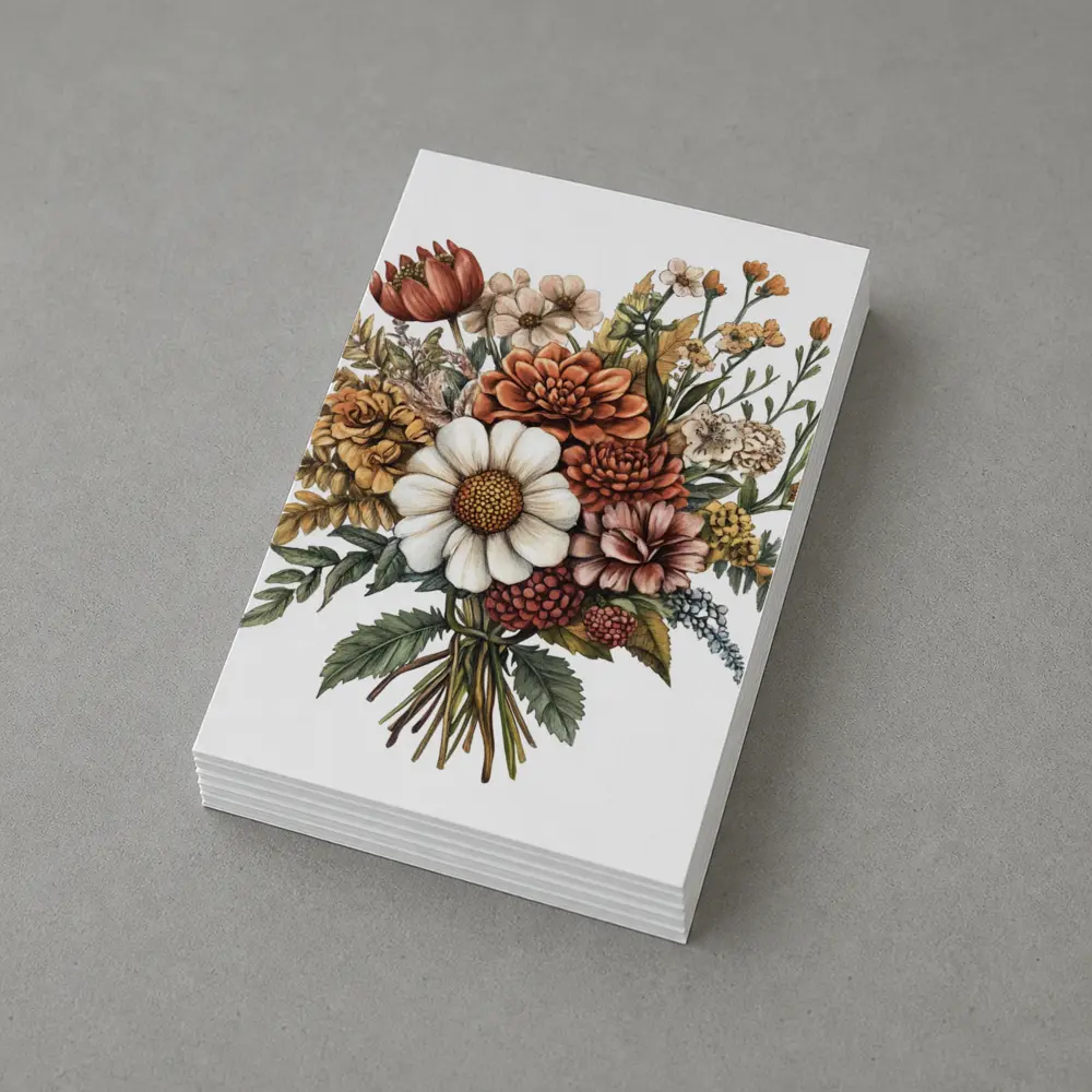 Autumn Wildflower Bouquet Botanical Illustration Art – Postcards