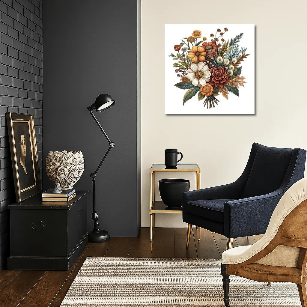 Autumn Wildflower Bouquet Botanical Illustration Art – Wall Art