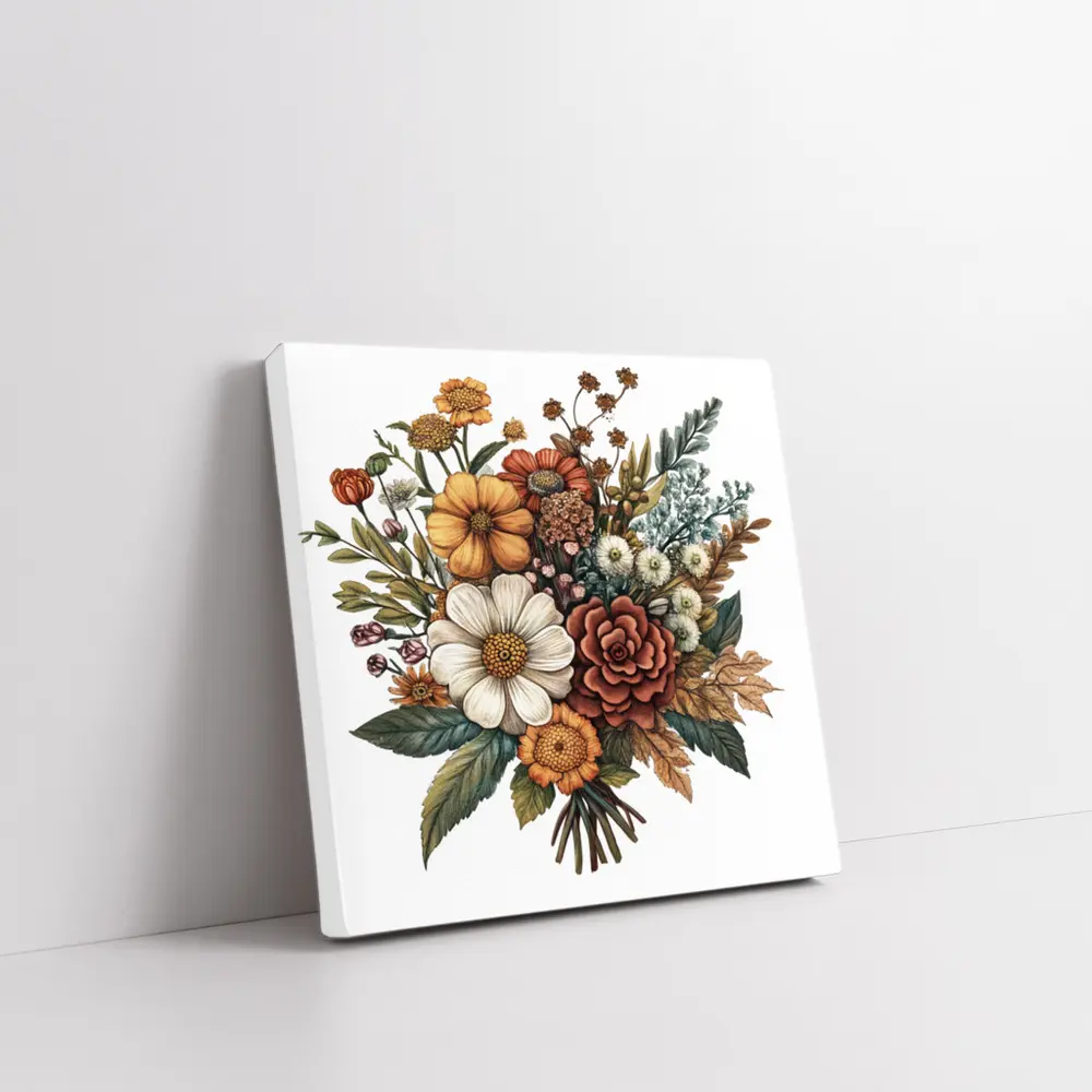 Autumn Wildflower Bouquet Botanical Illustration Art – Wall Art