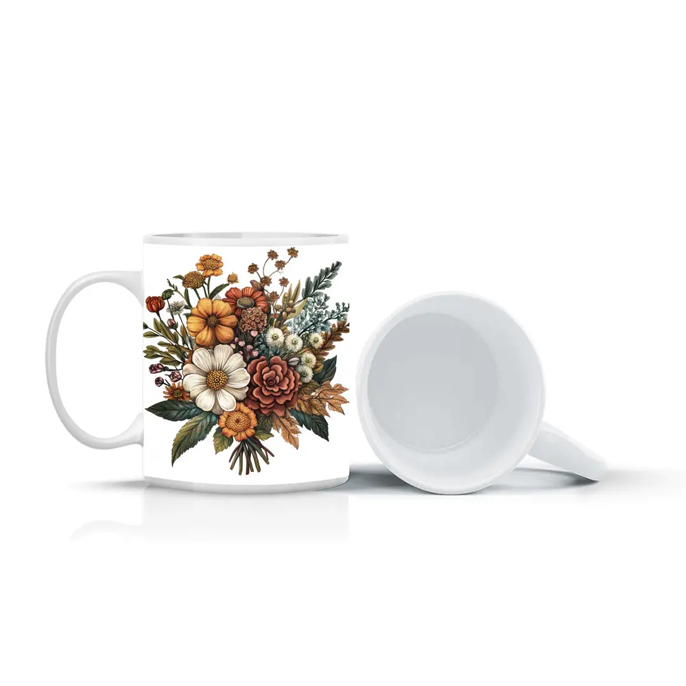 Autumn Wildflower Bouquet Botanical Illustration Art – Mugs