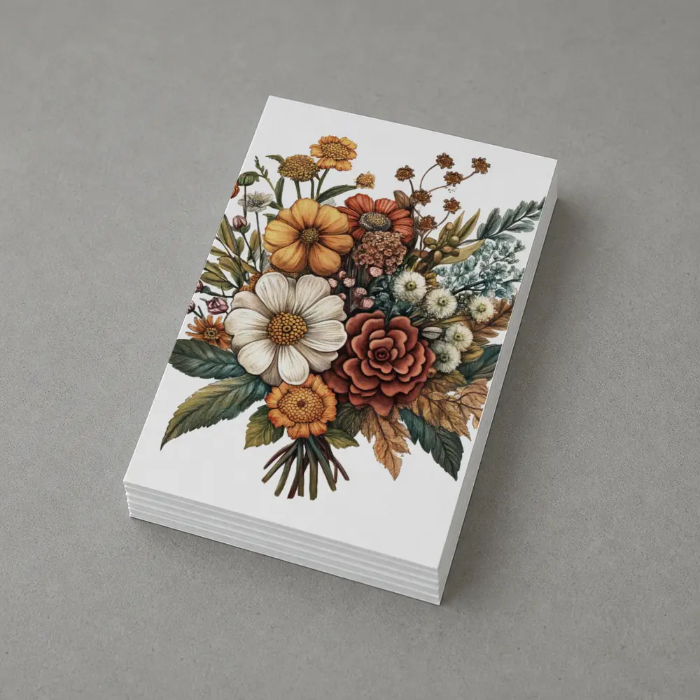 Autumn Wildflower Bouquet Botanical Illustration Art – Postcards