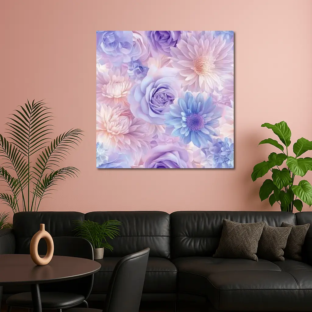 Pastel Roses Daisies Soft Floral Pattern – Wall Art