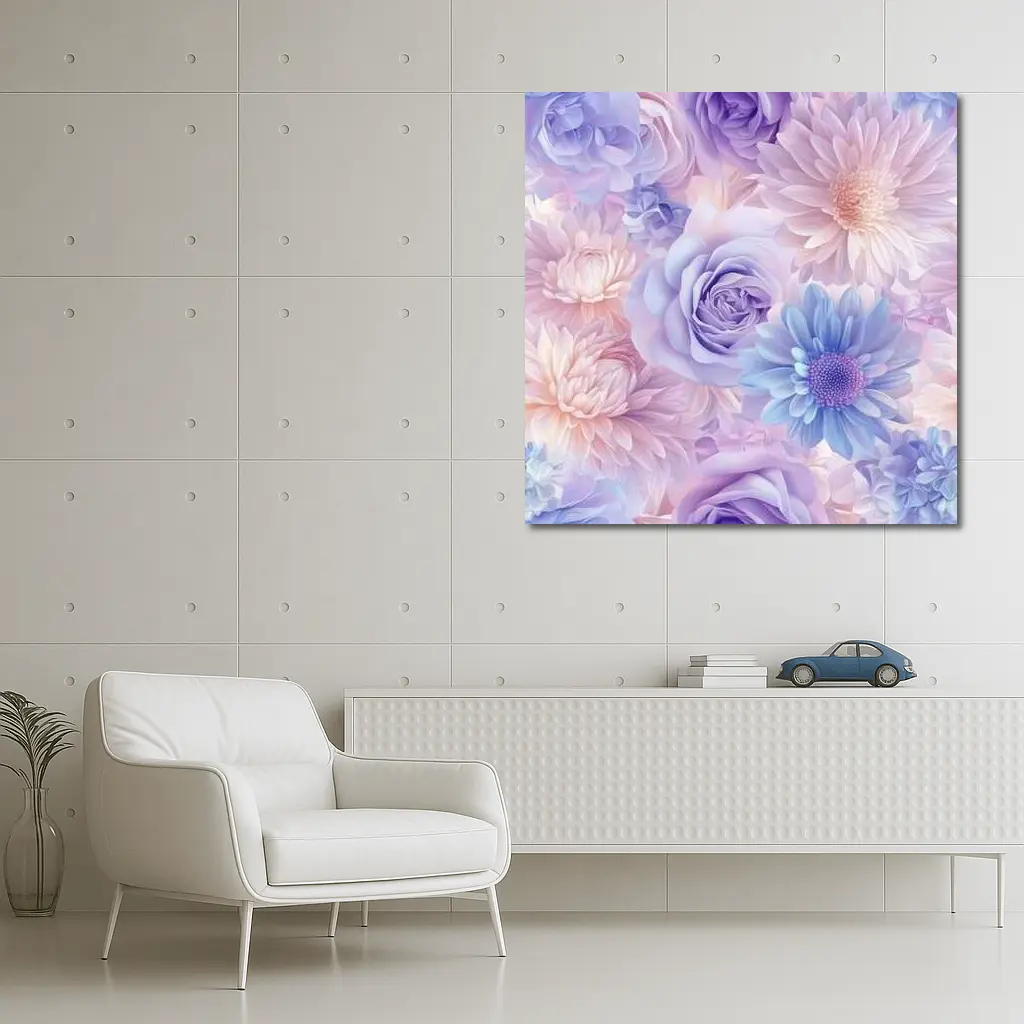 Pastel Roses Daisies Soft Floral Pattern – Wall Art