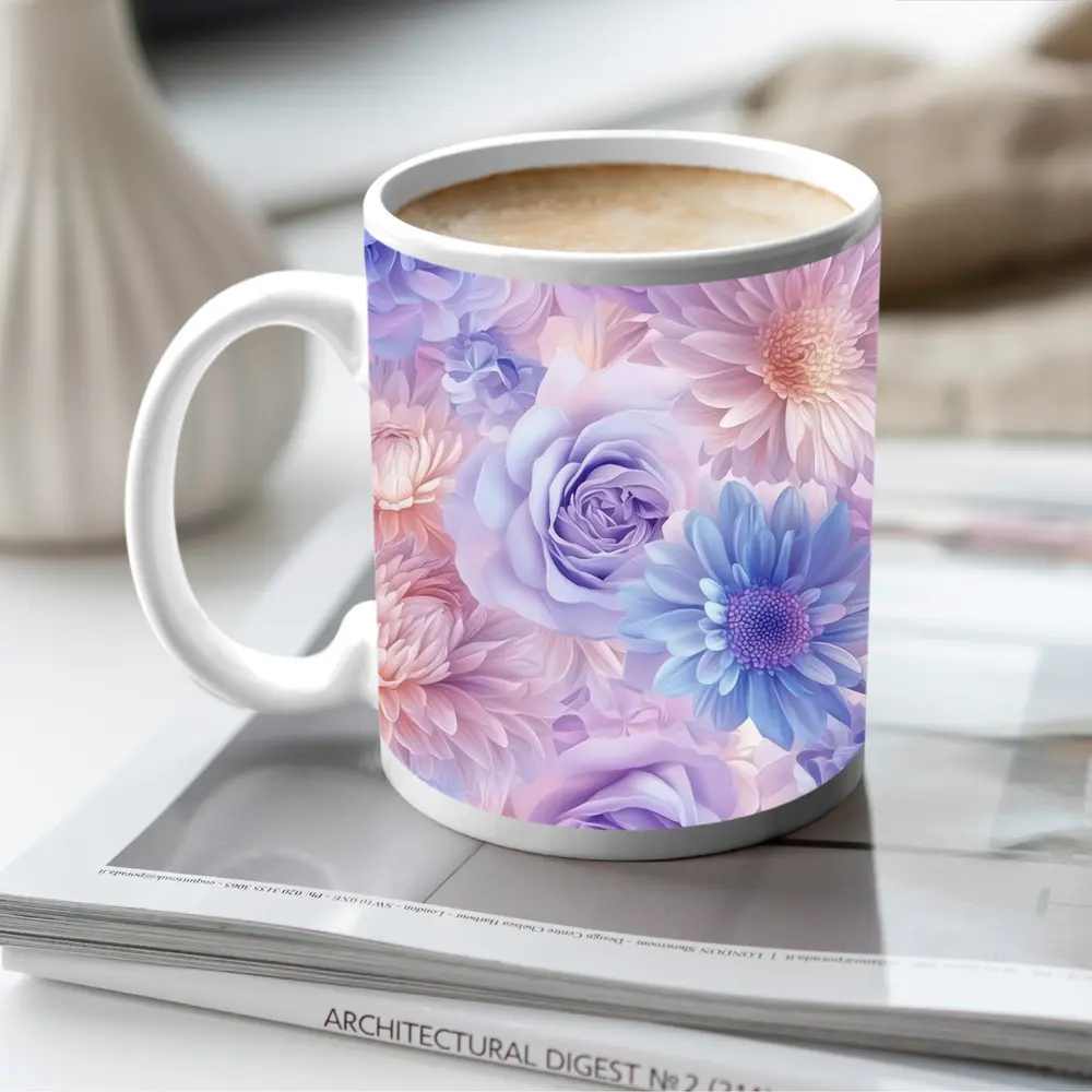Pastel Roses Daisies Soft Floral Pattern – Mugs