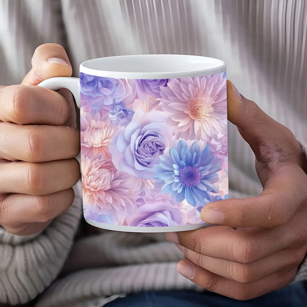 Pastel Roses Daisies Soft Floral Pattern – Mugs