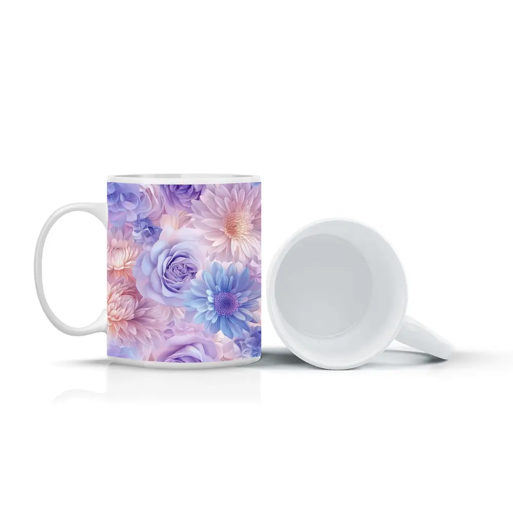 Pastel Roses Daisies Soft Floral Pattern – Mugs