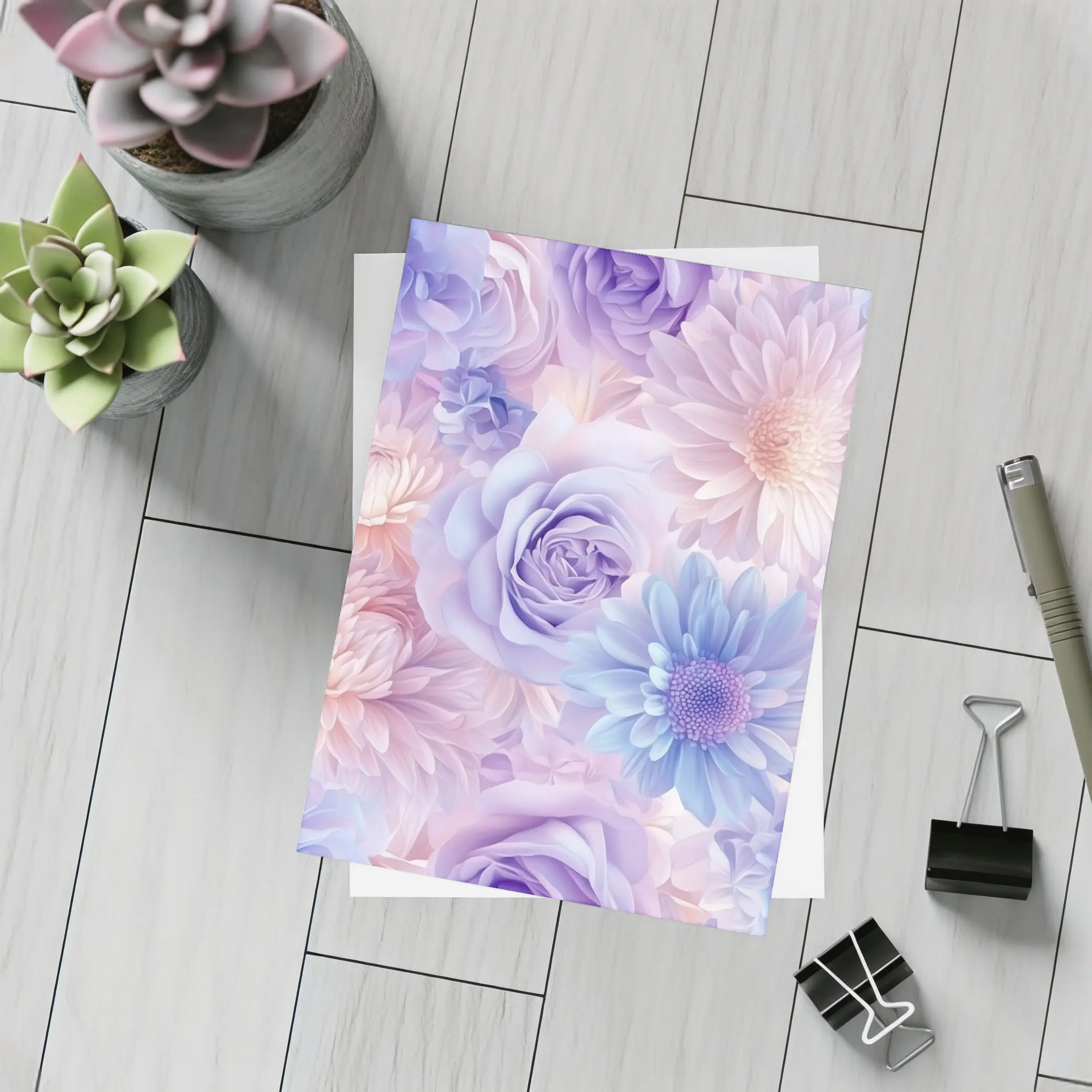Pastel Roses Daisies Soft Floral Pattern – Postcards