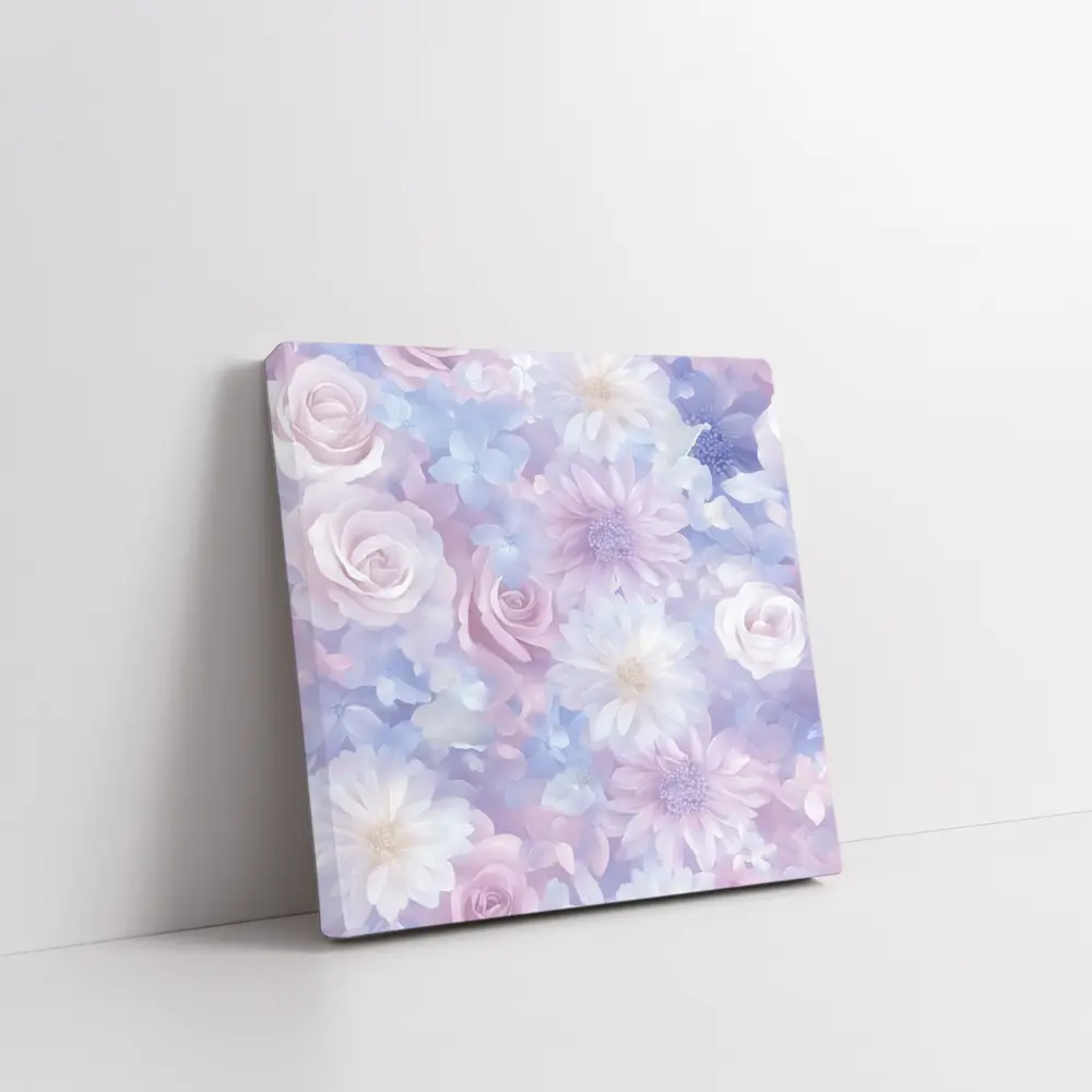 Soft Pastel Roses Daisies Floral Pattern – Wall Art