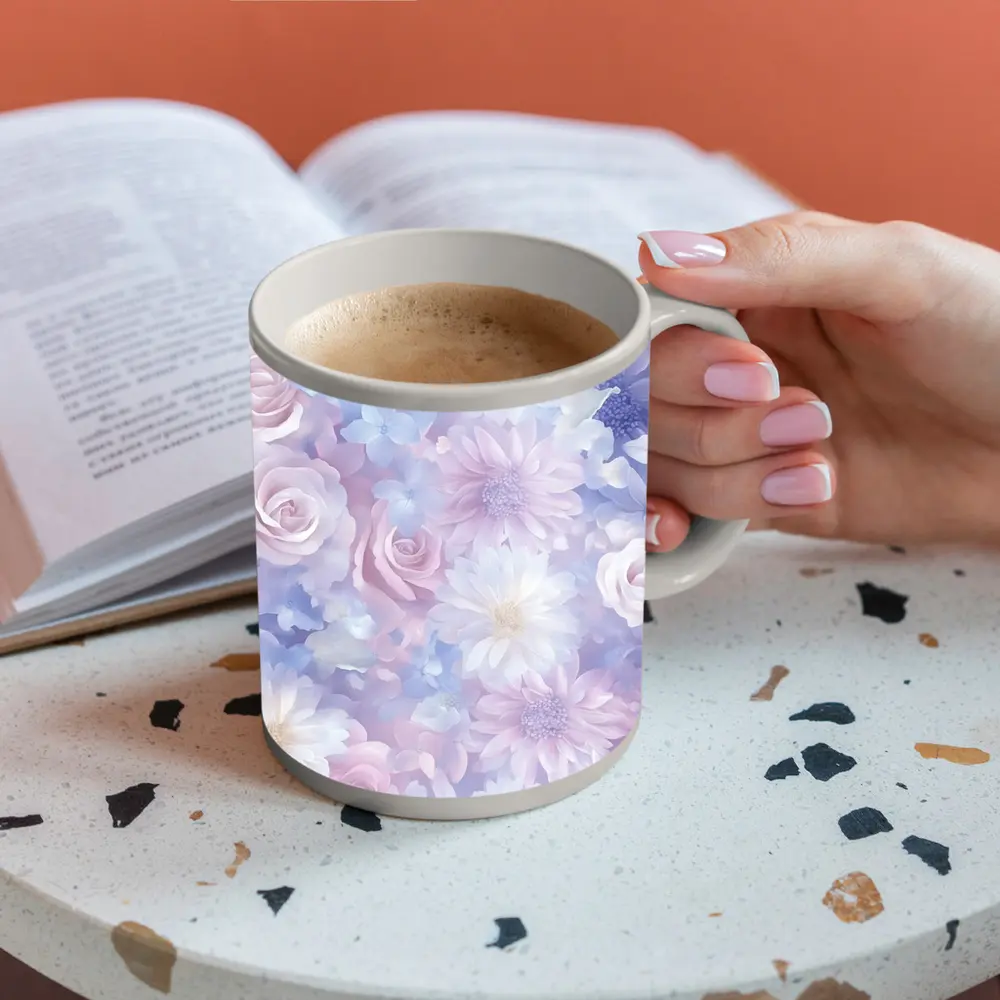 Soft Pastel Roses Daisies Floral Pattern – Mugs