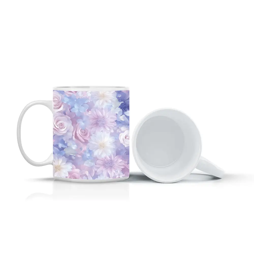 Soft Pastel Roses Daisies Floral Pattern – Mugs