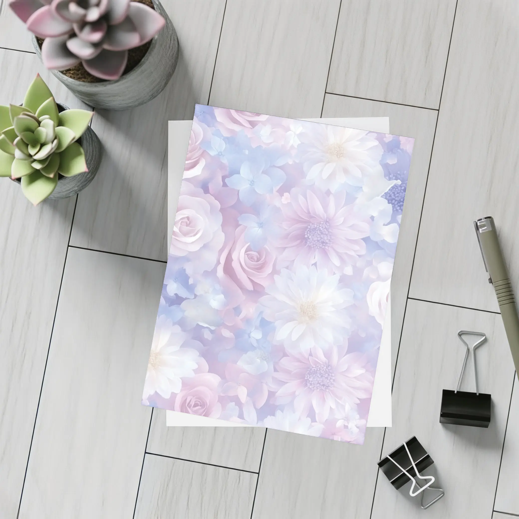 Soft Pastel Roses Daisies Floral Pattern – Postcards