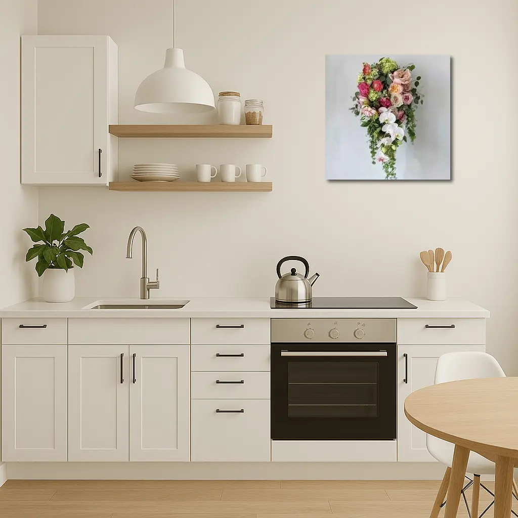 Cascading Orchid Rose Peony Floral Bouquet – Wall Art