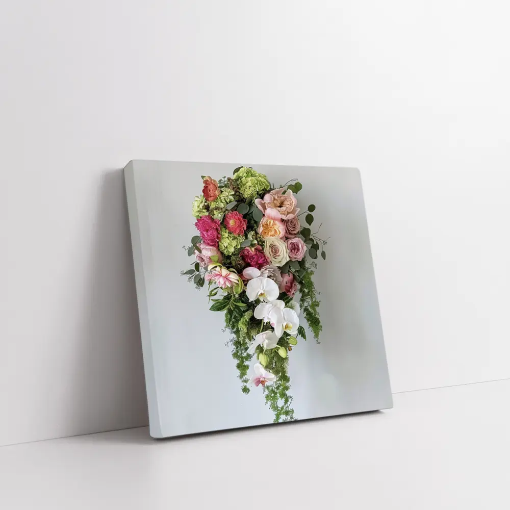 Cascading Orchid Rose Peony Floral Bouquet – Wall Art